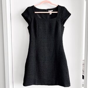 Black tweed/boucle mini cap sleeve dress